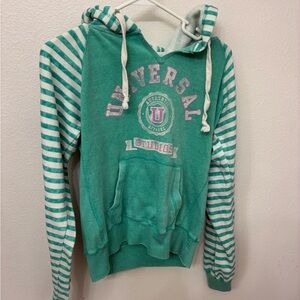 Universal Teal and White Striped Women's Hoodie